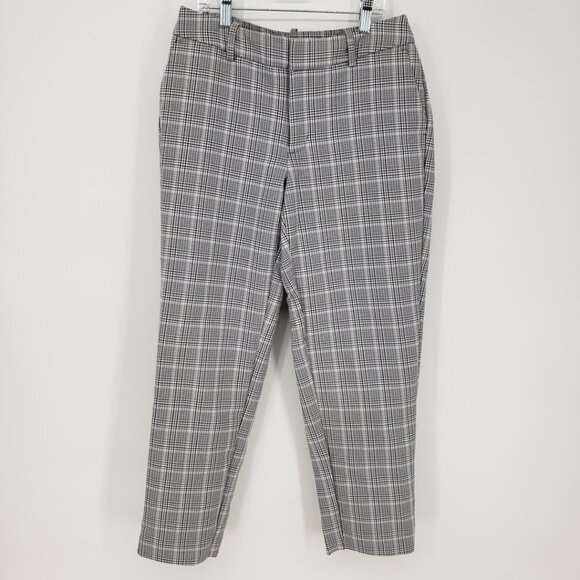3/$25 a new day Plaid Tapered Ankle Dress Pants 4 High Rise Waist Black - Picture 1 of 9